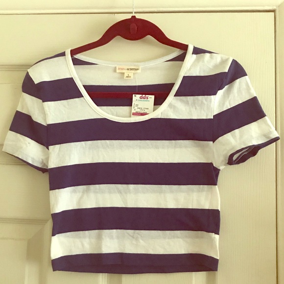 Blue and white striped crop top - Picture 1 of 3